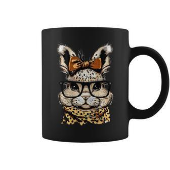 Easter Leopard Print Glasses Rabbit Print Coffee Mug - Seseable