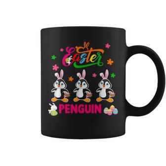 Easter Penguin Three Cute Bunny Penguins Hunting Eggs Basket Coffee Mug - Monsterry DE