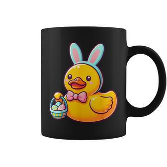 Easter Rubber Duck Bunny Ears Eggs Basket Coffee Mug - Seseable