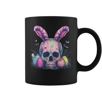 Easter Skull Easter Skull Bunny Ears Easter Egg Coffee Mug - Seseable