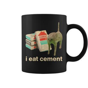 I Eat Cement Cursed Cat Meme Ironic Unhinged Coffee Mug - Seseable