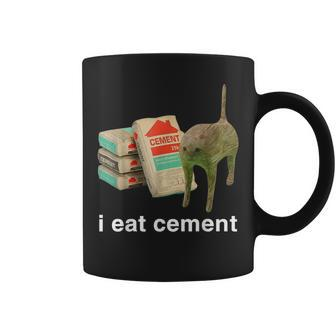 I Eat Cement Cursed Cat Oddly Specific Meme Coffee Mug - Seseable