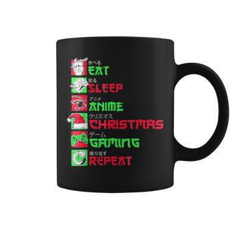 Eat Sleep Anime Gaming Christmas Pajama X Mas Holiday Gamer Coffee Mug | Mazezy AU