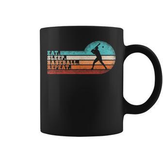 Eat Sleep Baseball Repeat Retro Baseball Lover Coffee Mug - Monsterry