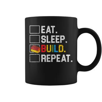 Eat Sleep Build Repeat Master Builder Bricks Blocks Coffee Mug - Monsterry AU