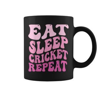 Eat Sleep Cricket Repeat Groovy Cricket Player Lover Coffee Mug | Mazezy CA