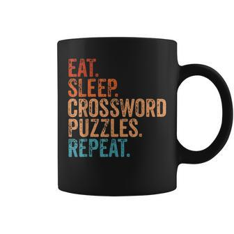 Eat Sleep Crossword Puzzles Repeat Vintage Crossword Coffee Mug - Monsterry AU
