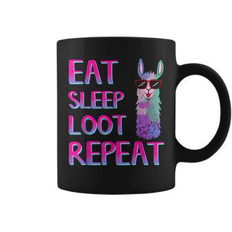 Eat Sleep Loot Repeat Llama Video Game Looter Rpg Idea Coffee Mug | Crazezy DE