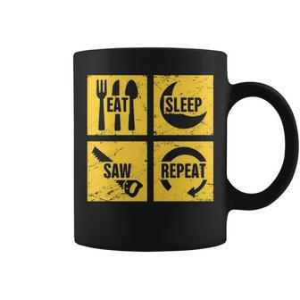 Eat Sleep Saw Repeat Carpenter Woodworking Coffee Mug | Mazezy