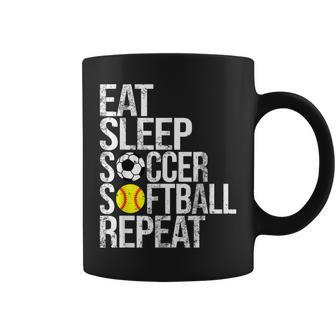 Eat Sleep Soccer Softball Repeat Ball Coffee Mug - Monsterry DE