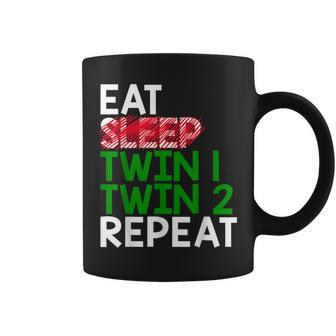 Eat Sleep Twin 1 Twin 2 Repeat Mom Of Twins For Mom Coffee Mug - Monsterry