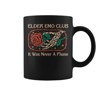 Elder Emo Club It Was Never A Phase Skeleton And Rose Quote Coffee Mug - Thegiftio UK
