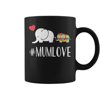 Elephant Mum T Kid Heart Autism Awareness Mum Coffee Mug - Seseable