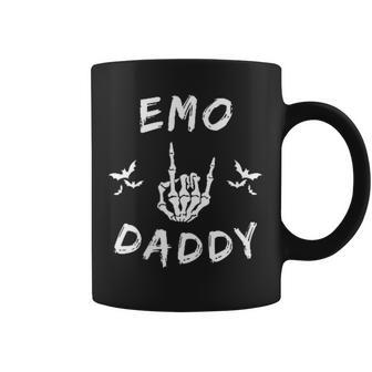 Emo Daddy Emo Dad Goth Skeleton Hand Rock On Father's Day Coffee Mug - Monsterry AU