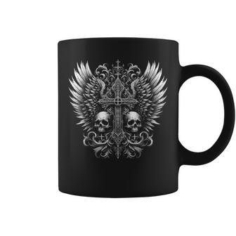 Emo Y2k Grunge Aesthetic Alt Goth Skull Cross Gothic Coffee Mug - Thegiftio UK