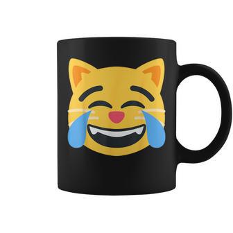 Emoticon Cat Face With Tears Of Joy Coffee Mug - Monsterry