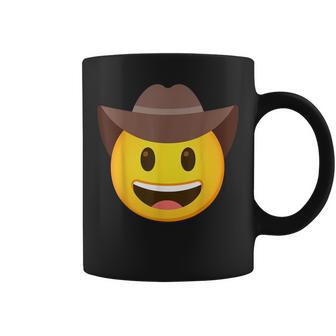 Emoticon Cowboy Hat Face Coffee Mug - Monsterry