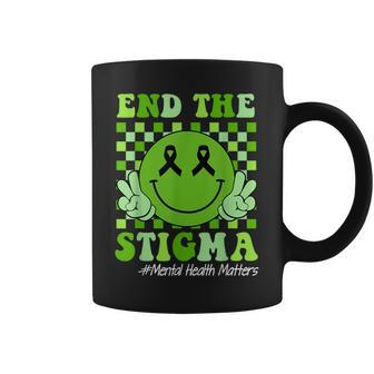 End The Stigma Mental Health Awareness Smile Face Green Coffee Mug - Thegiftio UK