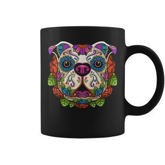 English Bulldog Sugar Skull Dog Calavera Dia De Los Muertos Coffee Mug - Monsterry