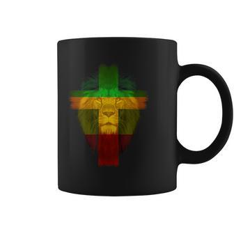 Ethiopian Flag Colors On Lion Ethiopian Cross Coffee Mug - Monsterry AU