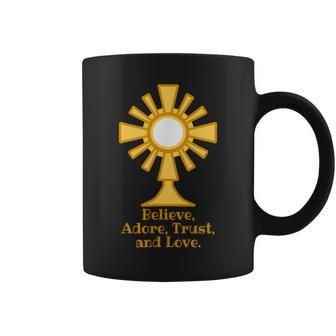 Eucharist- Believe Adore Trust Love Coffee Mug - Monsterry