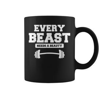 Every Beast Needs A Beauty Matching Couple Weightlifting Coffee Mug - Monsterry