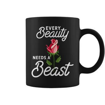 Every Beauty Needs A Beast Matching Couple Weightlifting Coffee Mug - Monsterry