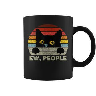 Ew People Vintage Black Cat For Cat Lover Cat Mom Cat Dad Coffee Mug - Monsterry CA