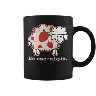 Be Ewe-Nique Strawberry Pink Summer Pattern Cartoon Sheep Coffee Mug - Monsterry AU