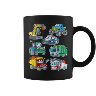 Excavator Fire Truck Police Car Monster Truck For Boys Coffee Mug - Monsterry AU
