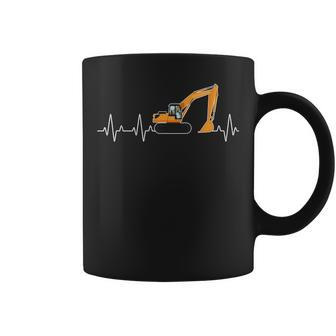 Excavator Heartbeat Construction Site Ecg Excavator T Coffee Mug | Mazezy