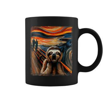 Expressionist Scream For Sloth Lovers Artistic Sloth Coffee Mug - Seseable