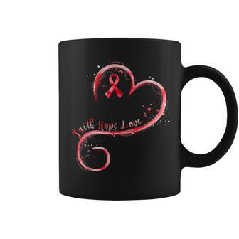 Faith Hope Love Red Ribbon Heart Disease Awareness Coffee Mug - Monsterry CA