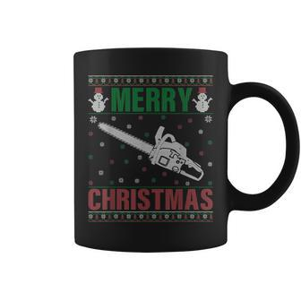 Family Xmas Pajamas Matching Chainsaw Ugly Christmas Coffee Mug | Mazezy