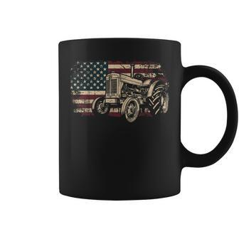 Farm Tractor Proud Farmer Patriotic American Flag Tractor Coffee Mug - Monsterry DE
