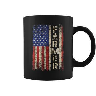 Farmer Tractors Usa American Flag Patriotic Farming Men Coffee Mug - Thegiftio UK