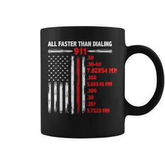 All Faster Than Dialing 911 American Flag Gun Lover Usa Flag Coffee Mug - Monsterry