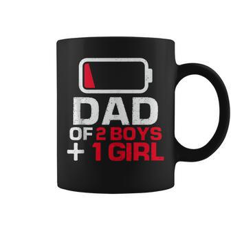 Father's Day Dad Of 2 Boys & Girl Low Battery Coffee Mug - Thegiftio UK