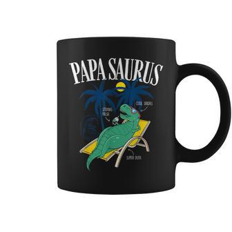 Father's Day Papasaurus T-Rex Dinosaur Papasaurus Coffee Mug - Monsterry