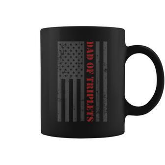 Fathers Day Triplet Dad American Flag Dad Of Triplets Coffee Mug - Monsterry CA