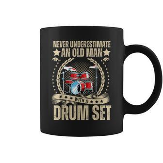 Fathers Day Never Underestimate An Old Man With A Drum Set Coffee Mug - Monsterry CA