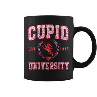 Faux Sequin Cupid University Happy Valentine’S Day Boy Girl Coffee Mug - Monsterry