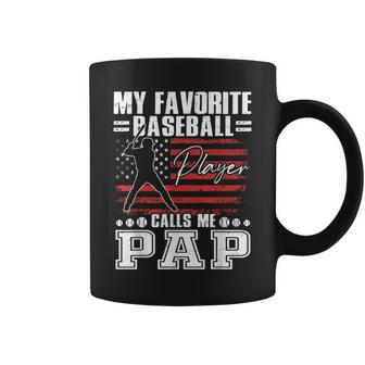 My Favorite Baseball Player Calls Me Pap American Flag Coffee Mug - Thegiftio UK