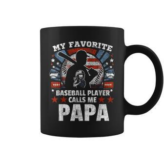 My Favorite Baseball Player Calls Me Papa Father's Day Men Coffee Mug - Monsterry
