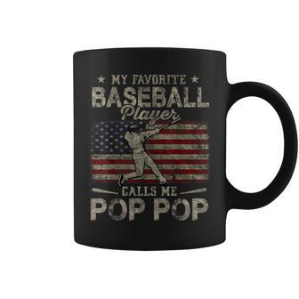 My Favorite Baseball Player Calls Me Pop Pop Father's Day Coffee Mug - Seseable