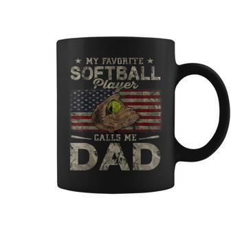 My Favorite Softball Player Calls Me Dad Father's Day Daddy Coffee Mug - Seseable