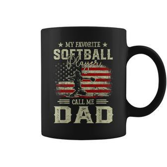 My Favorite Softball Player Calls Me Dad Vintage Fathers Day Coffee Mug - Monsterry DE