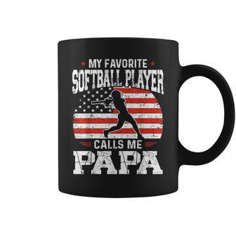 My Favorite Softball Player Calls Me Papa Fathers Day Coffee Mug - Monsterry CA