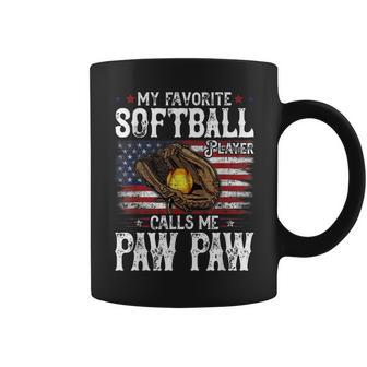 My Favorite Softball Player Calls Me Paw Paw American Flag Coffee Mug - Monsterry