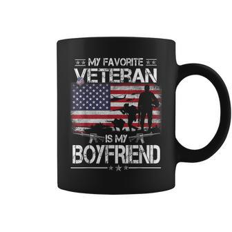 My Favorite Veteran Is My Boyfriend Flag Veterans Day Coffee Mug - Seseable